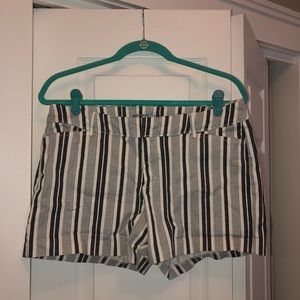 black and white striped shorts